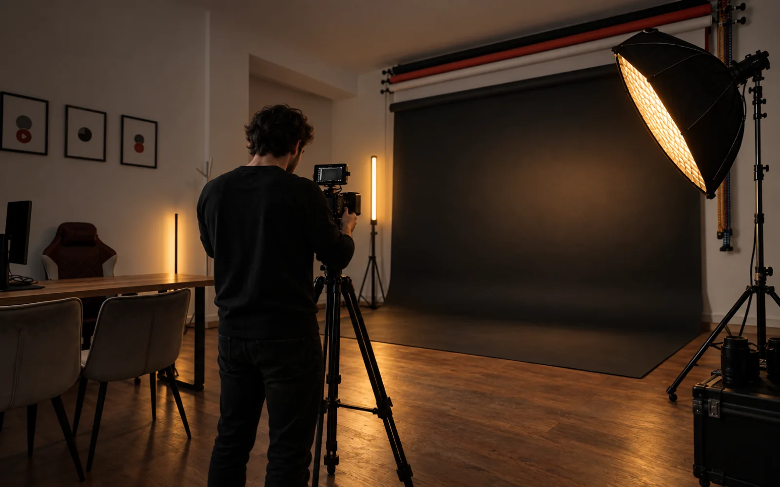 Backstage di una produzione video nello studio Filter