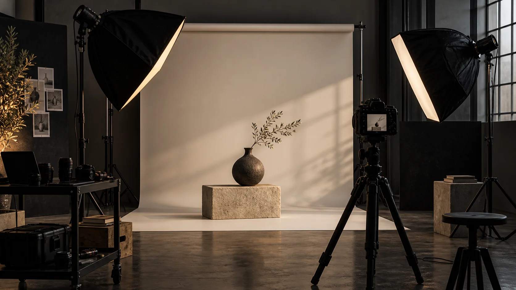 Set professionale per la produzione fotografica di un prodotto